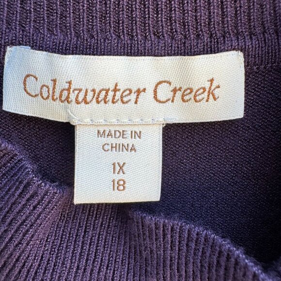 Coldwater Creek Womens Purple Mock Neck Stretch Short Sleeve Sweater Blouse 1X - Picture 4 of 9